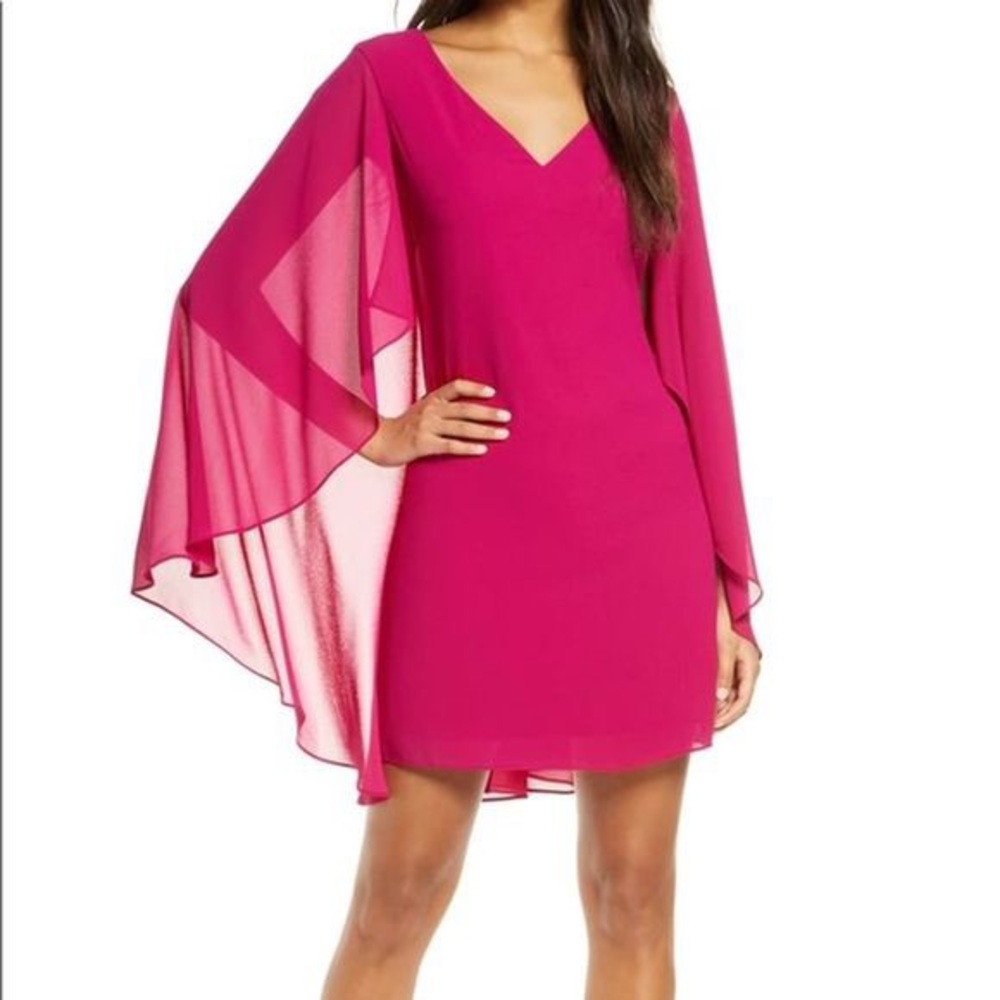 Vince Camuto sheath with flowy cape. Size 16. New w/tags. Runs on smaller side.